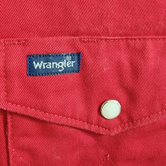 😎Host Pic😍VTG Men's Wrangler Denim Pearl Snap Brushpopper Size 15 1/2 X 33 - Picture 3 of 10